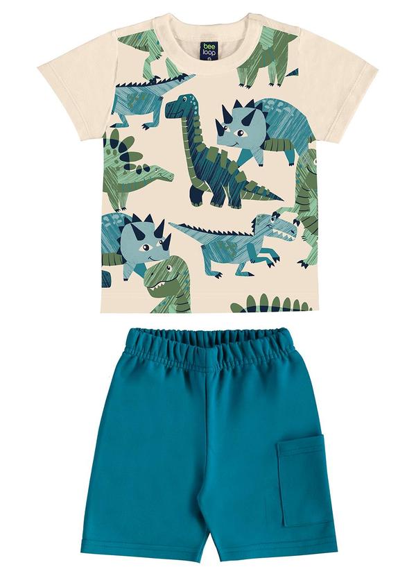 Conjunto Camiseta Dino Bermuda Bege