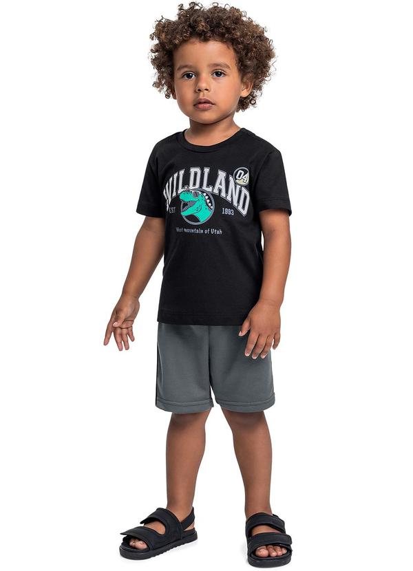 Vista 2 Conjunto Camiseta Dino e Bermuda Preto Bee Loop Bee Loop