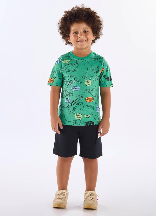 Conjunto Camiseta Dinos Bermuda Verde