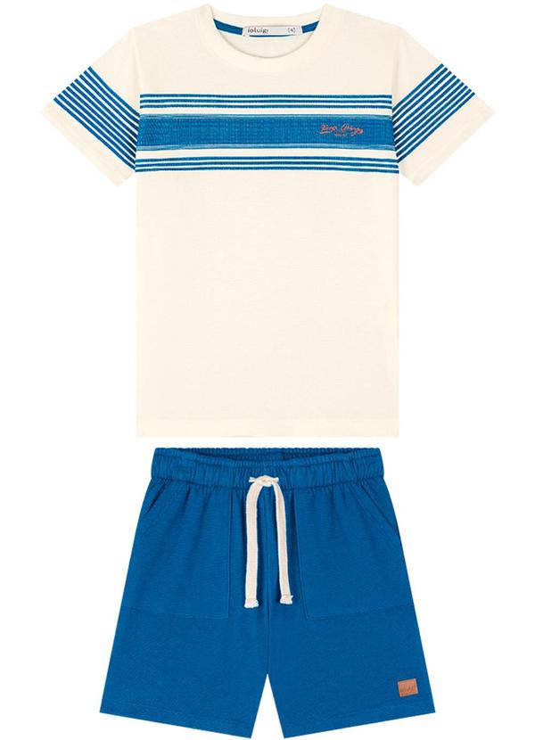 Vista 2 Conjunto Camiseta e Bermuda Alfaiataria Azul Ioluig Ioluig