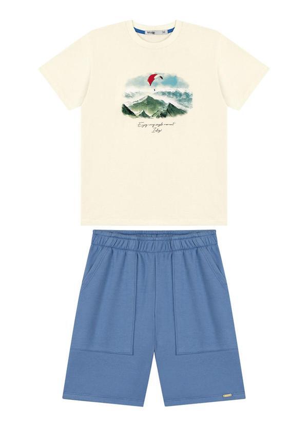 Vista 2 Conjunto Camiseta e Bermuda Alfaiataria Bege Ioluig Ioluig
