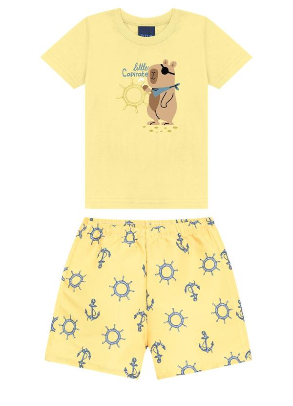 Conjunto Camiseta e Bermuda Amarelo