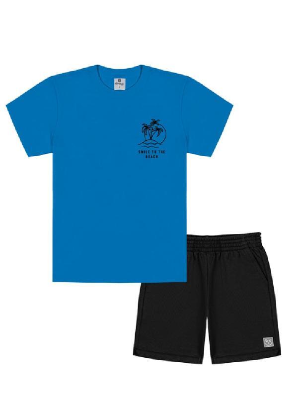 Vista 2 Conjunto Camiseta e Bermuda Azul Azul e Preto Abrange Abrange