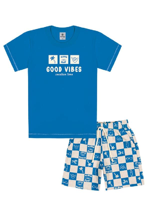 Vista 2 Conjunto Camiseta e Bermuda Azul Abrange Abrange