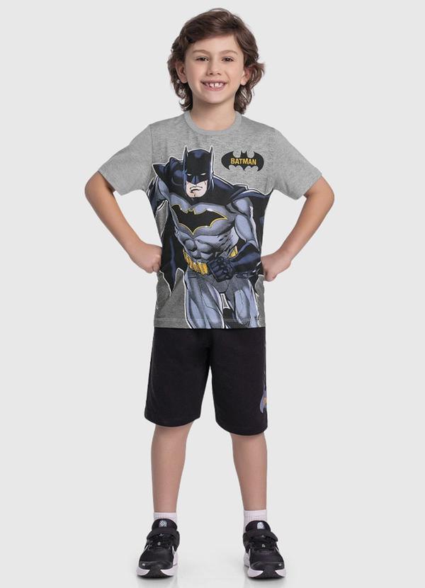 Vista 2 Conjunto Camiseta e Bermuda Batman Cinza Fakini Kids Fakini Kids