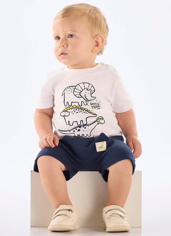 Conjunto Camiseta e Bermuda Bebê Branco