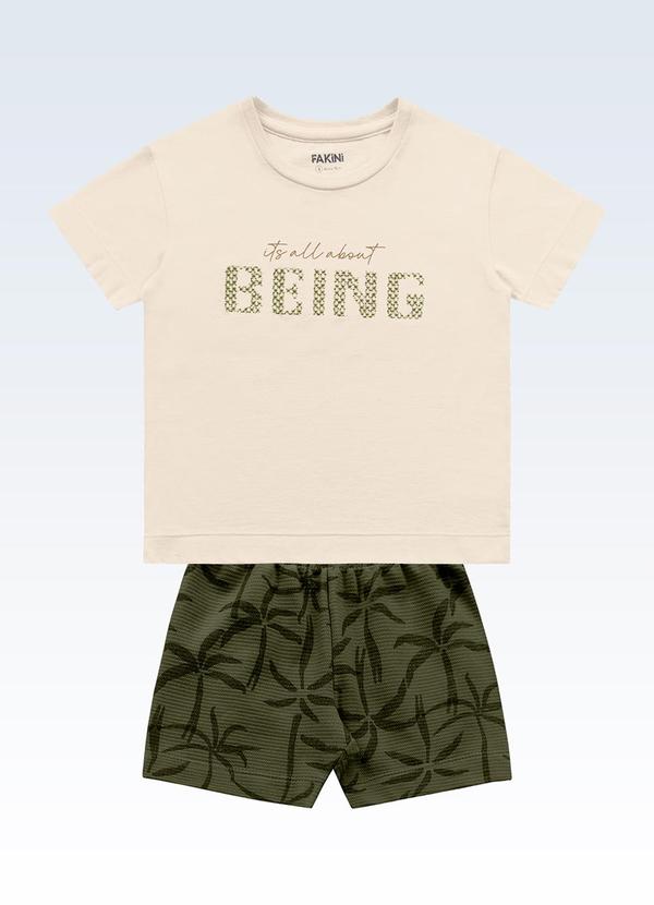 Conjunto Camiseta e Bermuda Bege