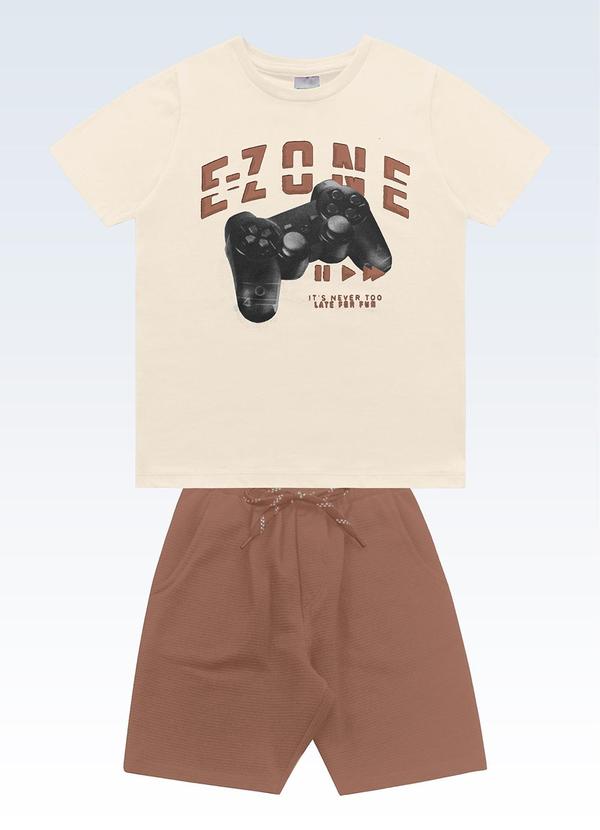 Conjunto Camiseta e Bermuda Bege
