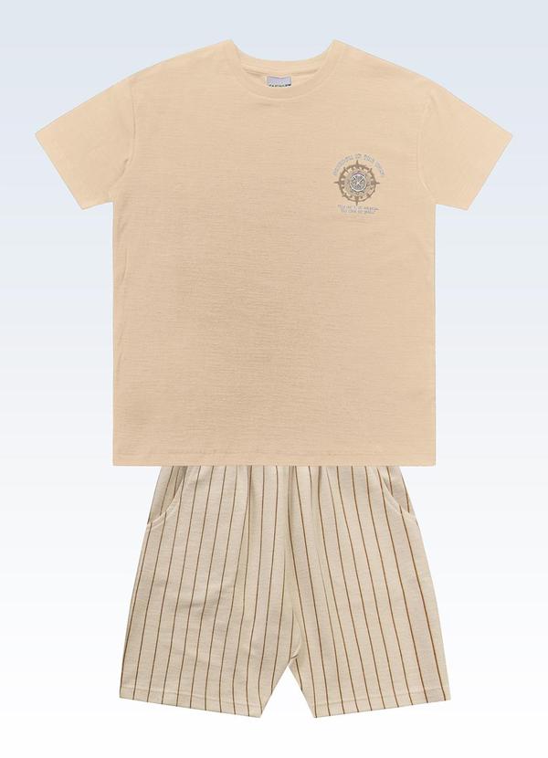 Conjunto Camiseta e Bermuda Bege