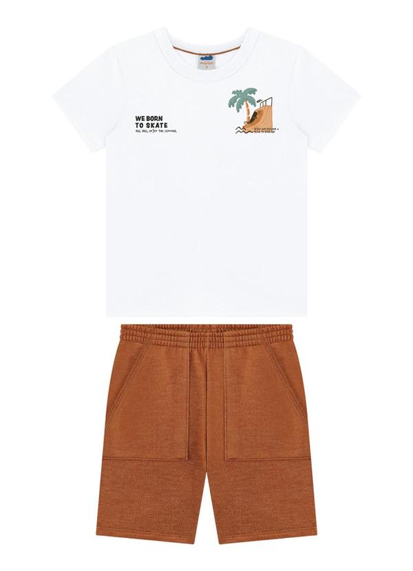 Vista 2 Conjunto Camiseta e Bermuda Branco Marlan Marlan