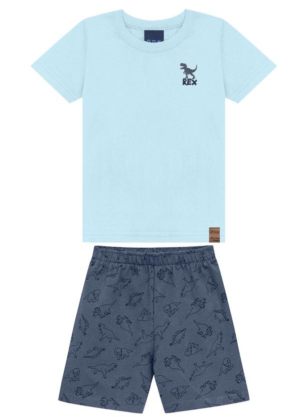 Conjunto Camiseta e Bermuda Dino Azul