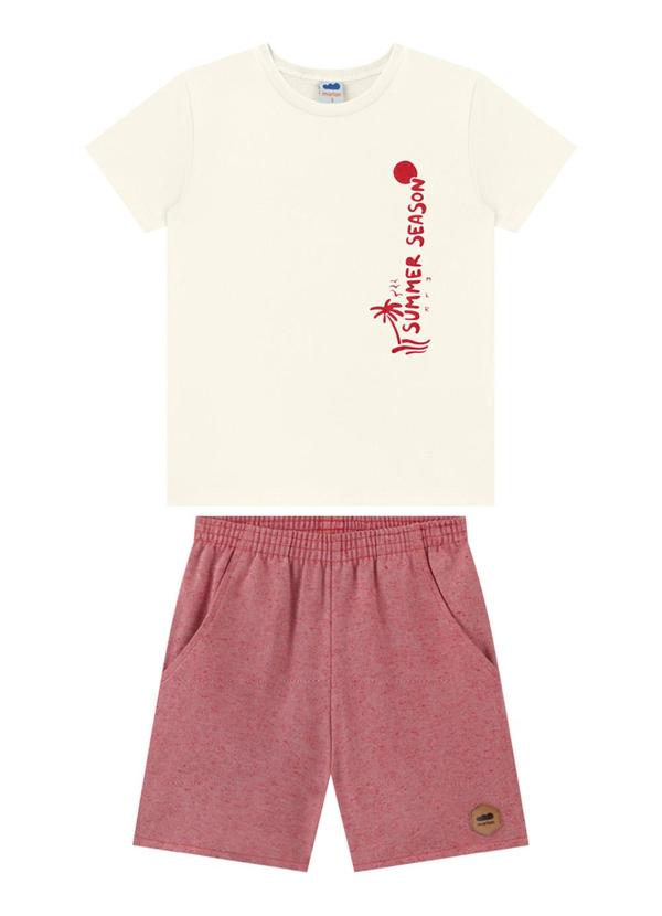 Vista 2 Conjunto Camiseta e Bermuda Ecotex Liso Bege Marlan Marlan
