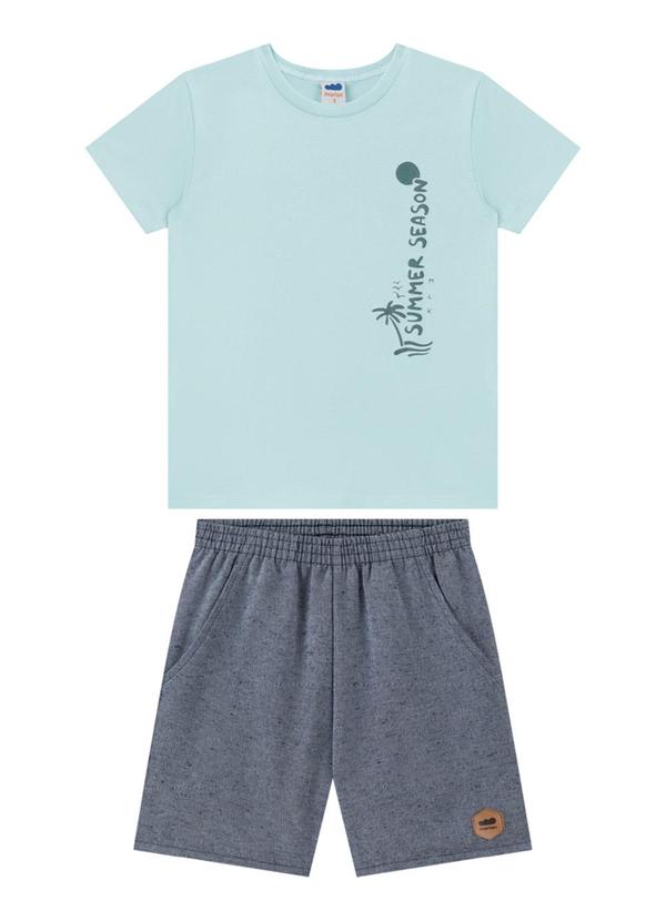 Vista 2 Conjunto Camiseta e Bermuda Ecotex Liso Verde Marlan Marlan