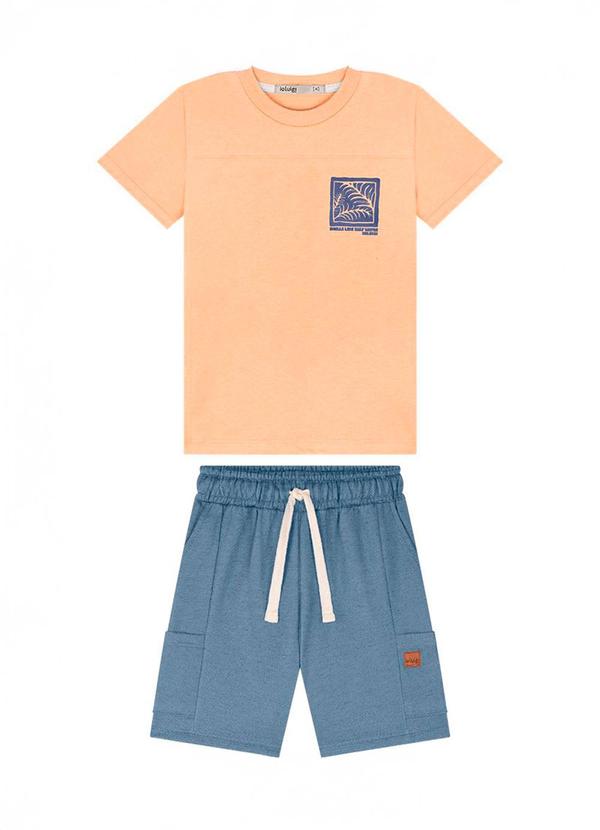 Vista 2 Conjunto Camiseta e Bermuda em Linho Laranja Ioluig Ioluig