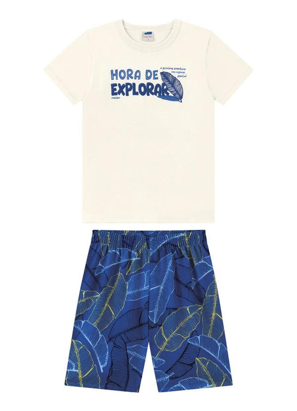 Conjunto Camiseta e Bermuda em Microfibra Bege