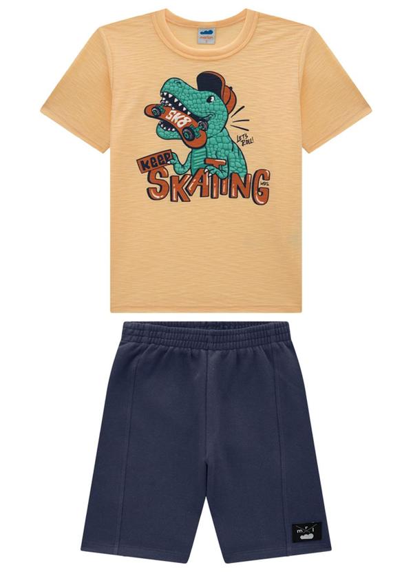 Vista 2 Conjunto Camiseta e Bermuda em Moletinho Amarelo Marlan Marlan