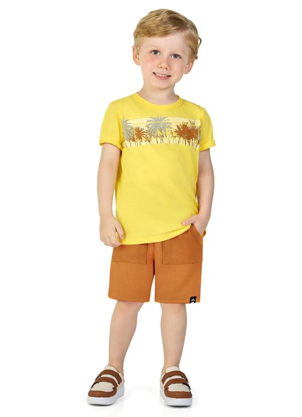 Vista 2 Conjunto Camiseta e Bermuda em Moletinho Amarelo Marlan Marlan