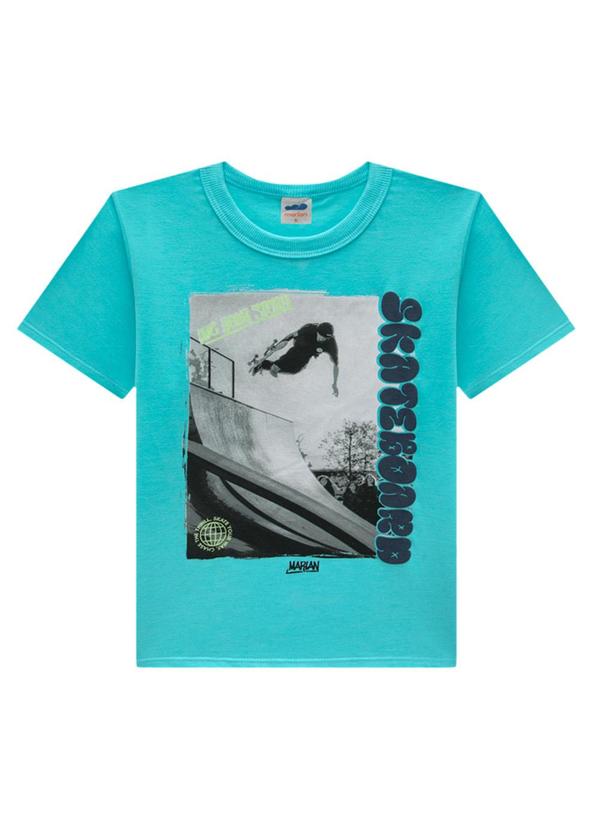Conjunto Camiseta e Bermuda em Moletinho Azul