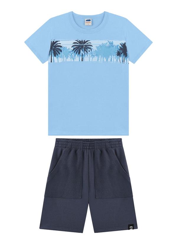 Vista 2 Conjunto Camiseta e Bermuda em Moletinho Azul Marlan Marlan