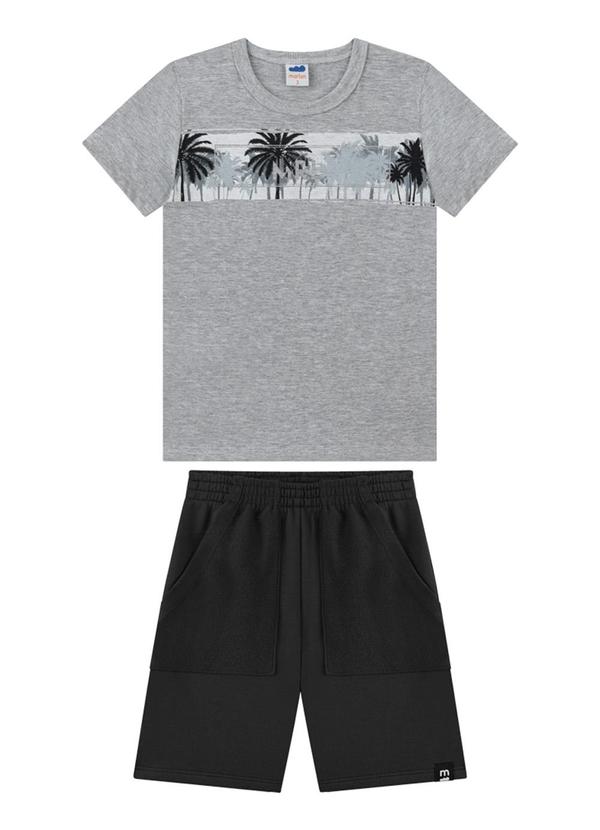 Vista 2 Conjunto Camiseta e Bermuda em Moletinho Cinza Marlan Marlan