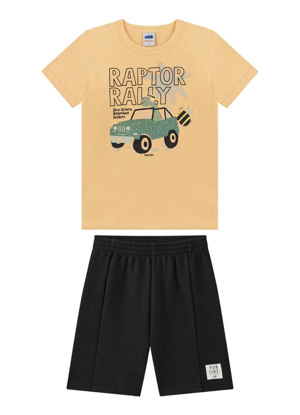 Vista 2 Conjunto Camiseta e Bermuda em Moletinho Laranja Marlan Marlan