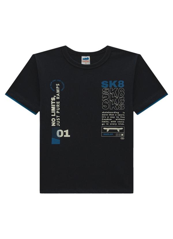 Vista 2 Conjunto Camiseta e Bermuda em Moletinho Preto Marlan Marlan