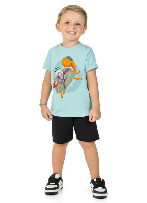 Vista 2 Conjunto Camiseta e Bermuda em Moletinho Verde Marlan Marlan