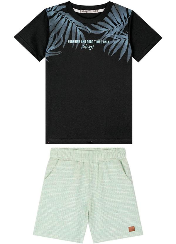 Vista 2 Conjunto Camiseta e Bermuda em Sarja Leve Preto Ioluig Ioluig