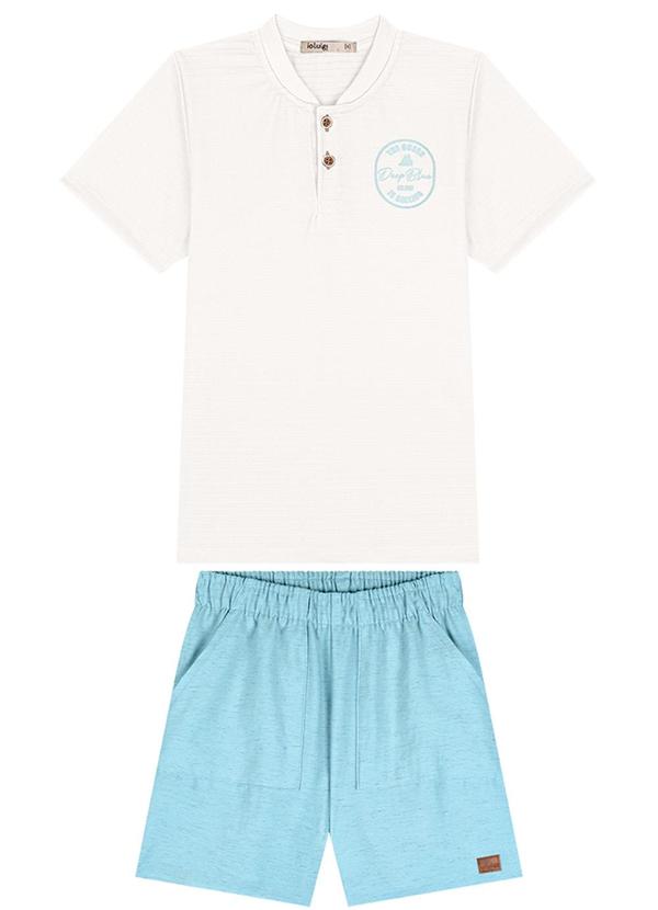 Vista 2 Conjunto Camiseta e Bermuda em Tecido Linho Bege Ioluig Ioluig