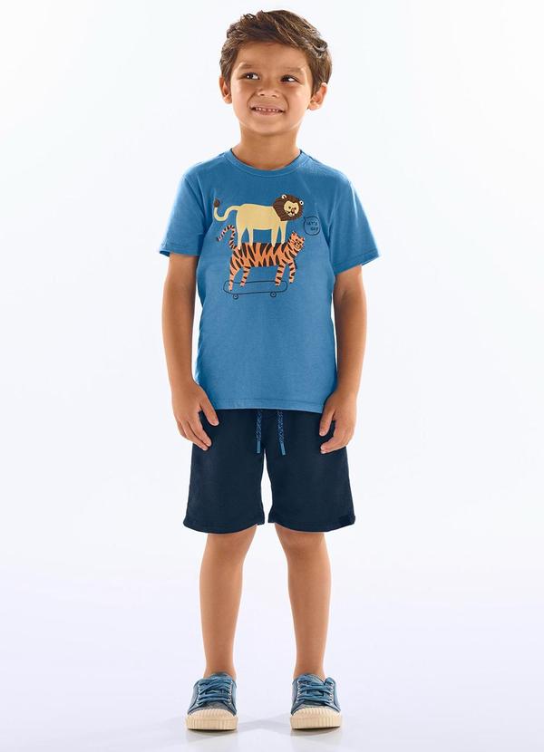Conjunto Camiseta e Bermuda Infantil Azul