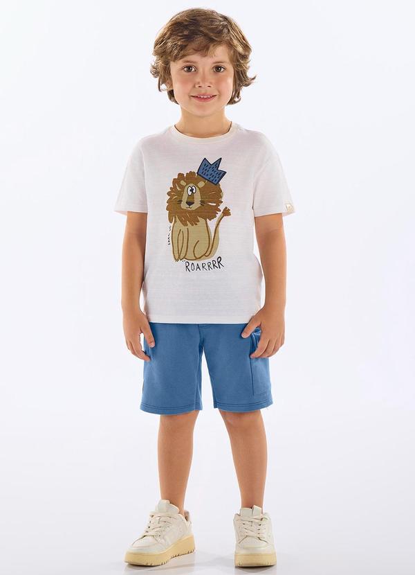Conjunto Camiseta e Bermuda Infantil Bege