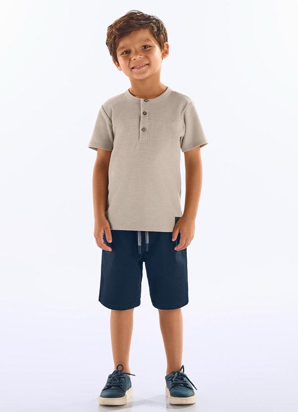 Conjunto Camiseta e Bermuda Infantil Bege