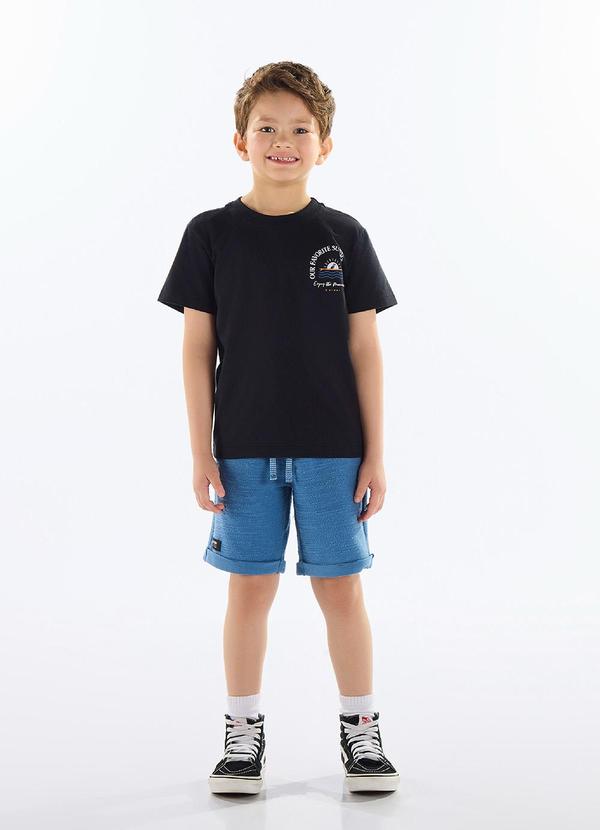 Vista 2 Conjunto Camiseta e Bermuda Infantil Preto Quimby Quimby