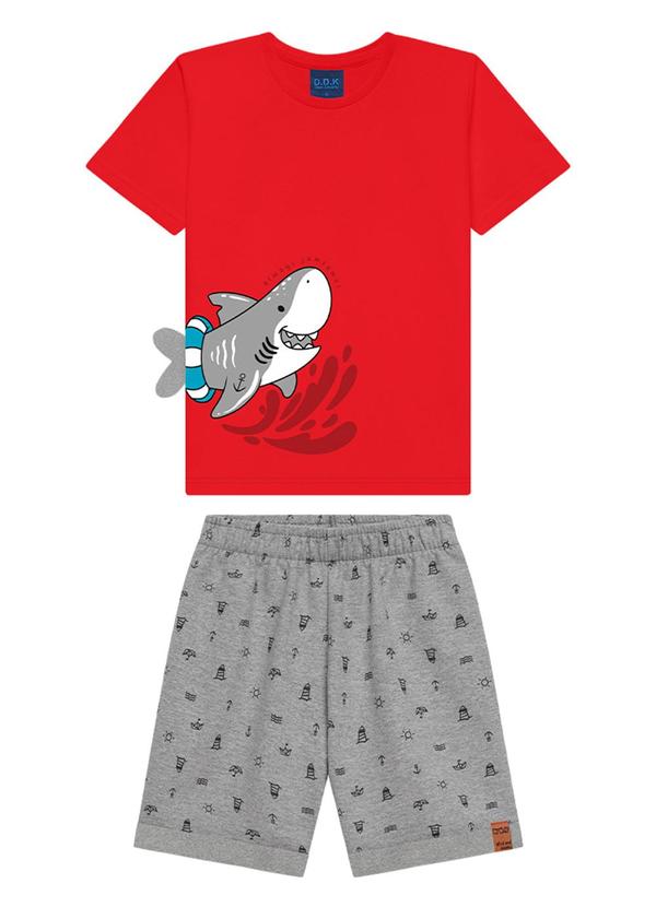 Conjunto Camiseta e Bermuda Infantil Vermelha