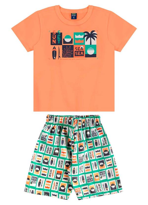 Conjunto Camiseta e Bermuda Laranja