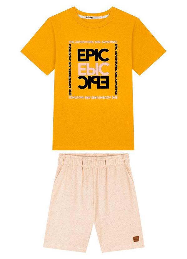 Vista 2 Conjunto Camiseta e Bermuda Linho Amarelo Ioluig Ioluig