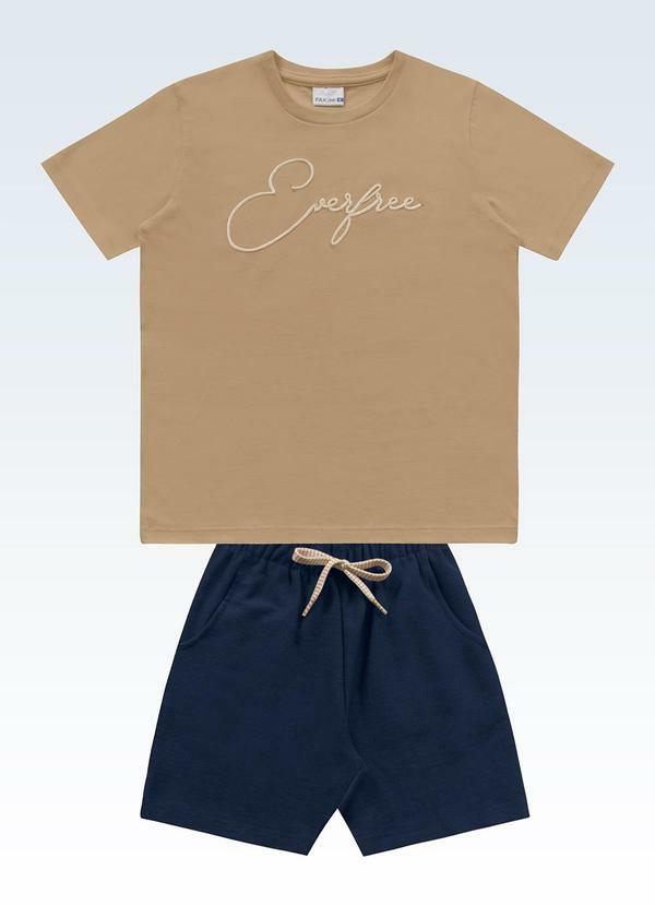 Conjunto Camiseta e Bermuda Marrom