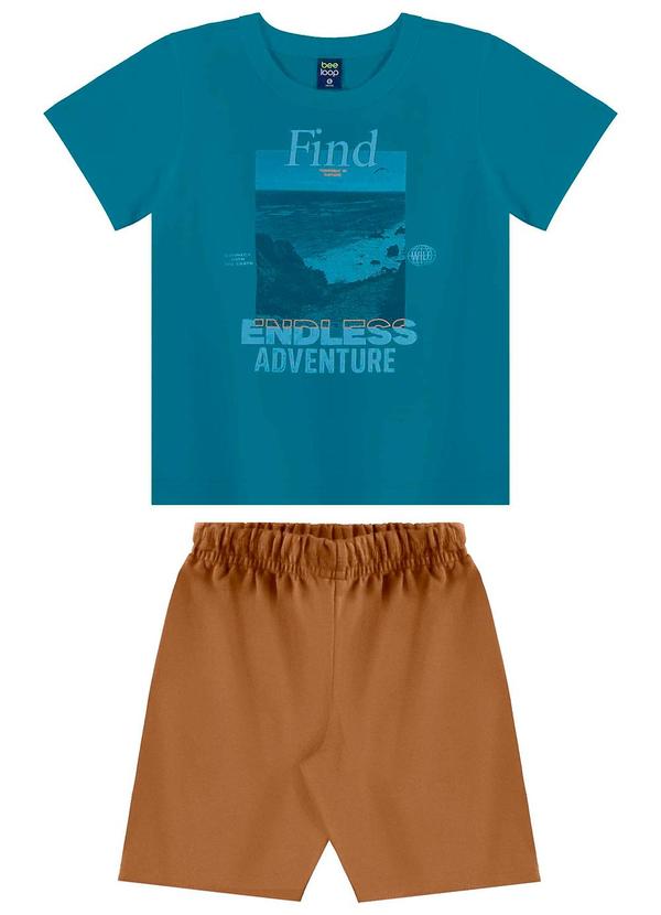 Vista 2 Conjunto Camiseta e Bermuda Menino Azul Bee Loop Bee Loop