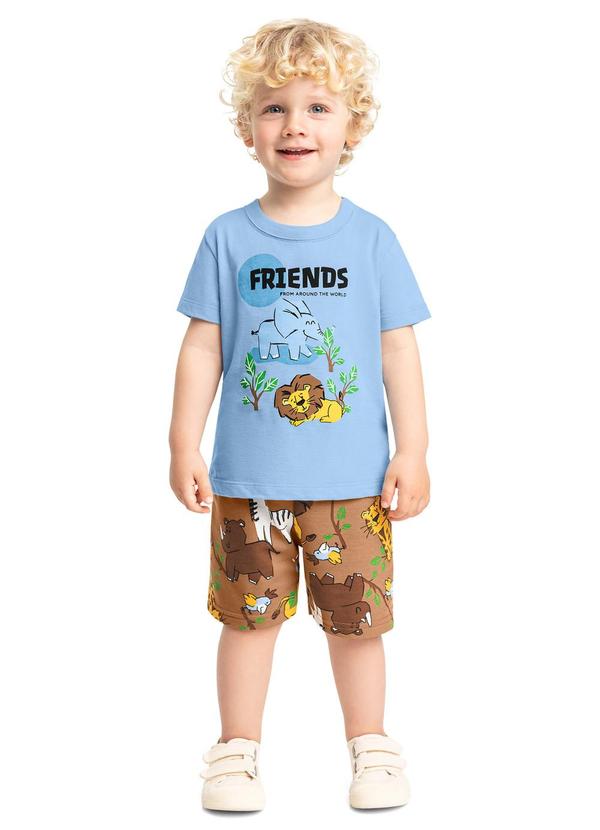 Conjunto Camiseta e Bermuda Menino Bee Loop Azul