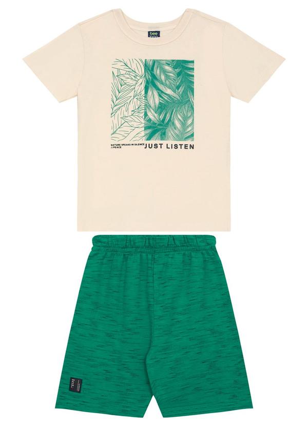 Conjunto Camiseta e Bermuda Menino Bee Loop Bege