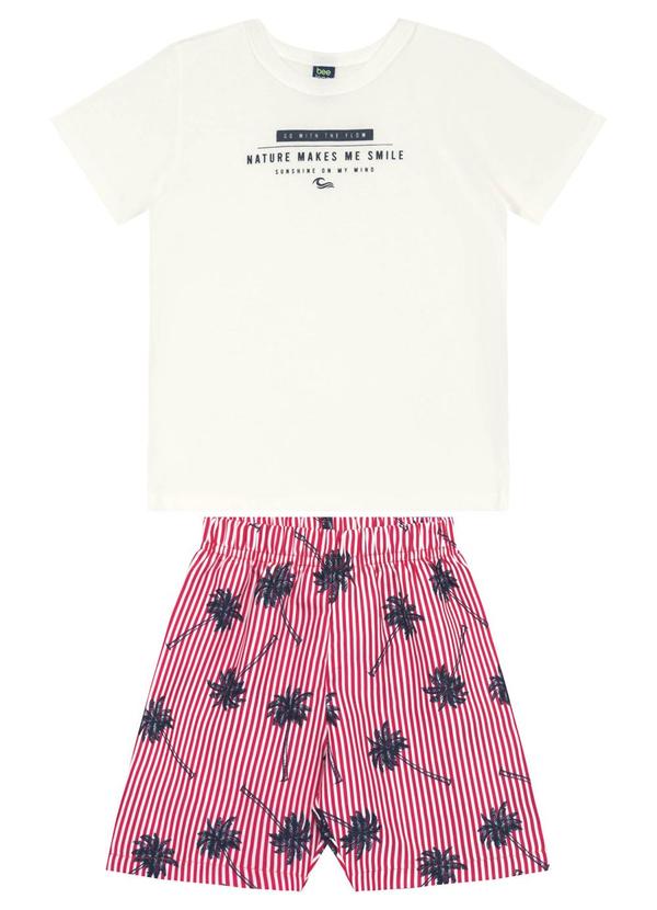 Conjunto Camiseta e Bermuda Menino Bee Loop Branco