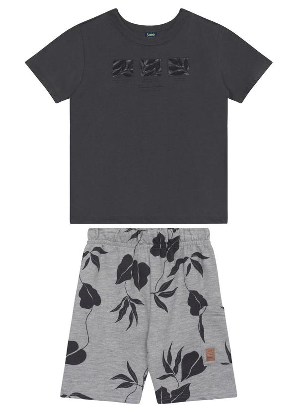 Conjunto Camiseta e Bermuda Menino Bee Loop Cinza