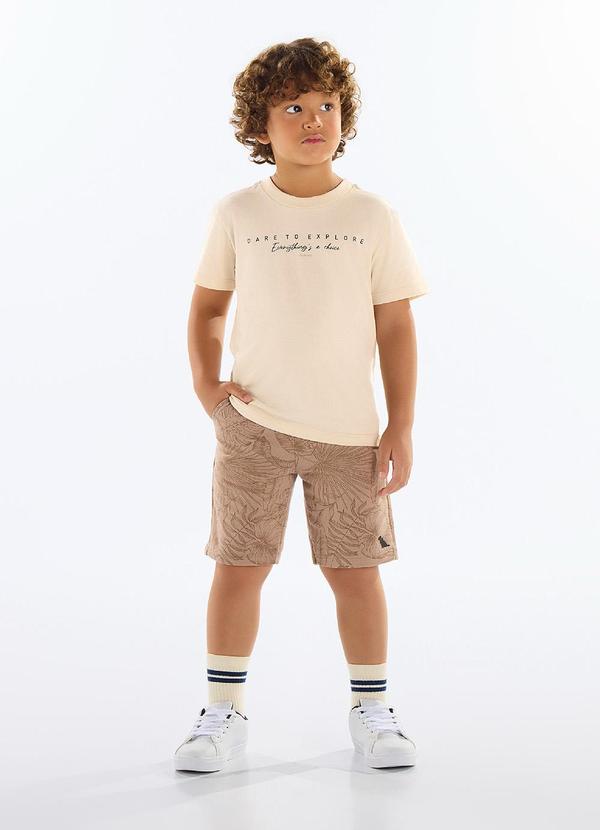 Vista 2 Conjunto Camiseta e Bermuda Menino Bege Bee Loop Bee Loop
