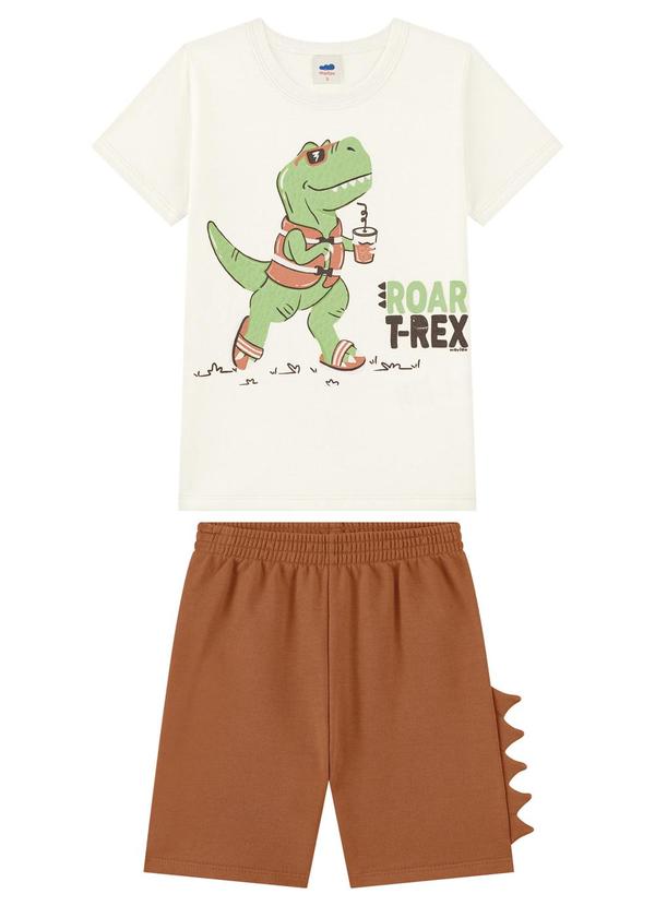 Conjunto Camiseta e Bermuda Menino Bege
