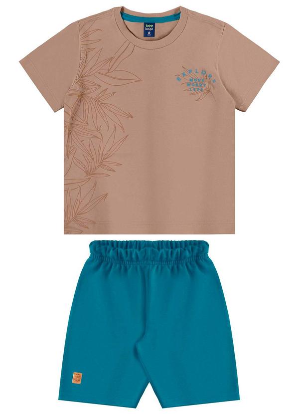 Vista 2 Conjunto Camiseta e Bermuda Menino Marrom Bee Loop Bee Loop