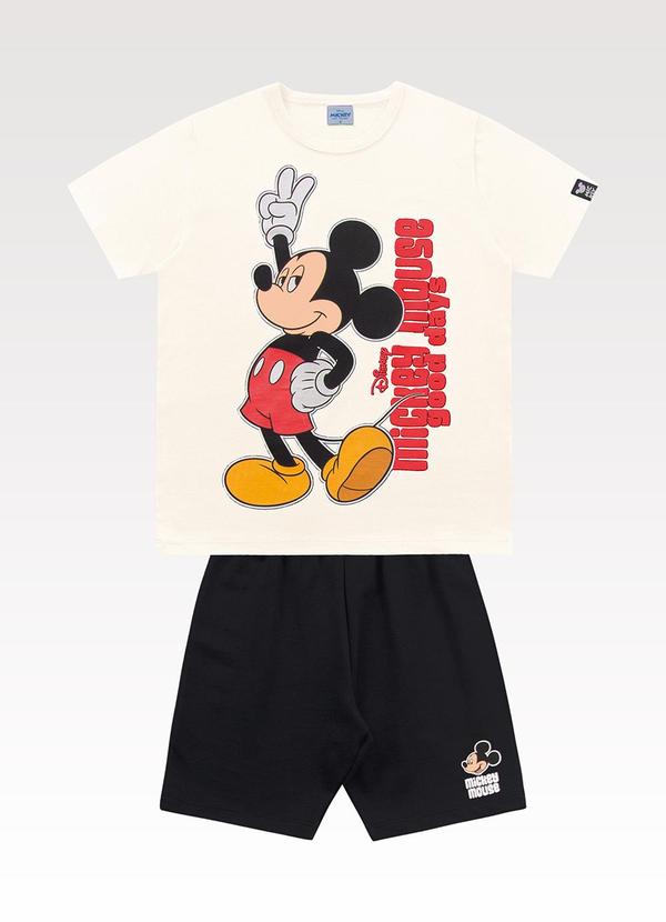 Conjunto Camiseta e Bermuda Mickey Bege