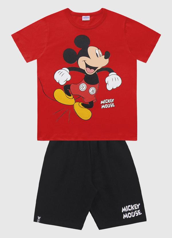 Vista 2 Conjunto Camiseta e Bermuda Mickey Laranja Fakini Kids Fakini Kids