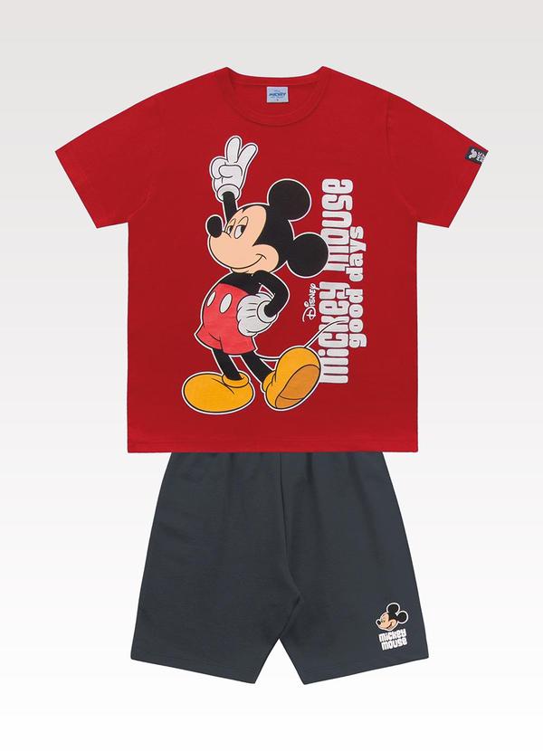 Conjunto Camiseta e Bermuda Mickey Vermelho