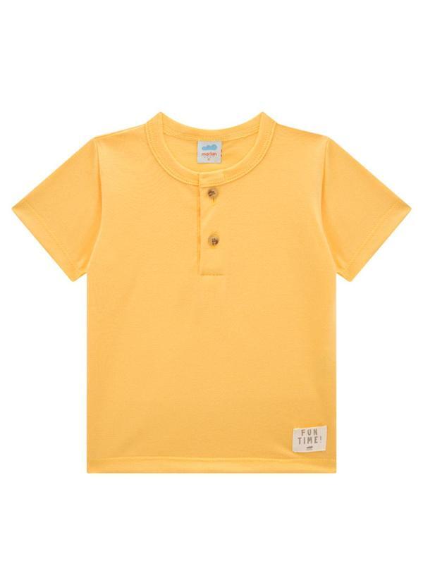 Conjunto Camiseta e Bermuda Moletinho Amarelo