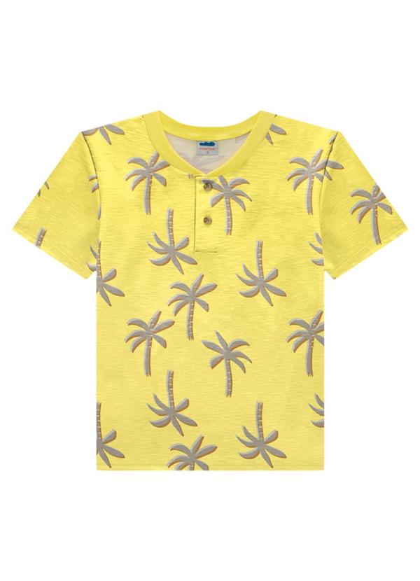Conjunto Camiseta e Bermuda Moletinho Amarelo